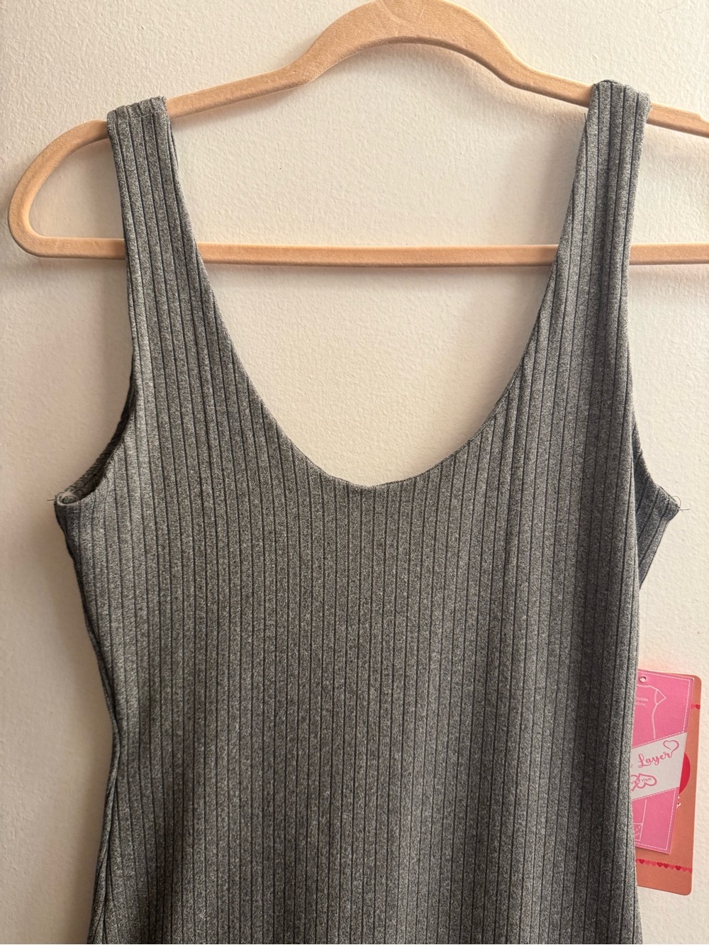 Heart Hips Gray Ribbed Midi Tank Dress - Picture 2 of 9